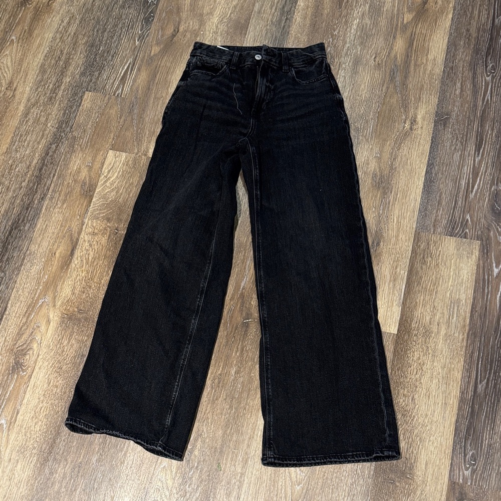 American Eagle Outfitters Black Curvy Super High-Rise Baggy Wide Leg Jeans